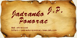 Jadranko Ponorac vizit kartica